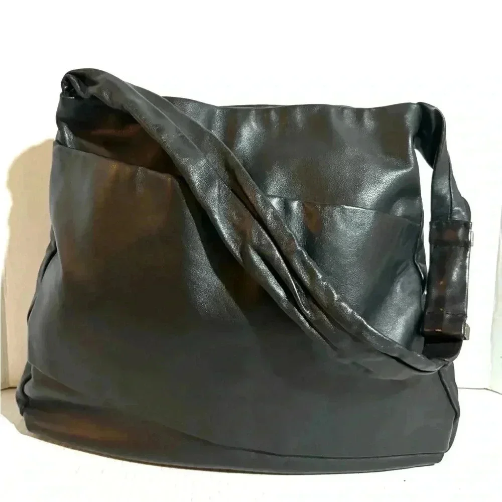 Halston Hmeritage black leather shoulder handbag
